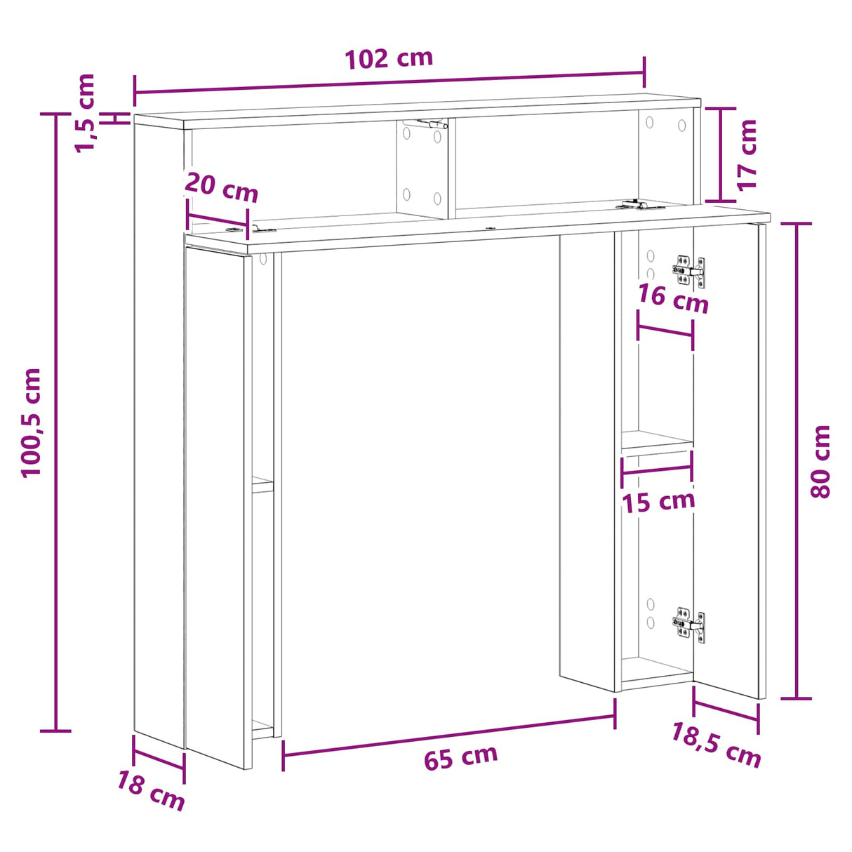vidaXL Haardombouw Wit 102 x 18 x 100,5 cm Bewerkt hout