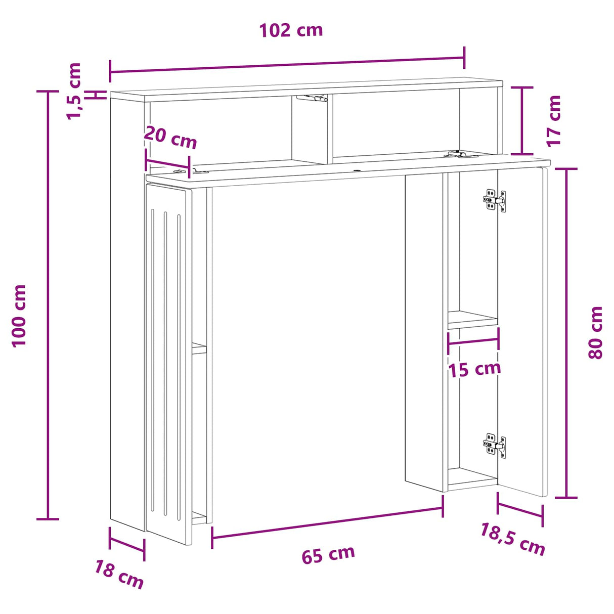 vidaXL Haardombouw Wit 102 x 18 x 100,5 cm Bewerkt hout