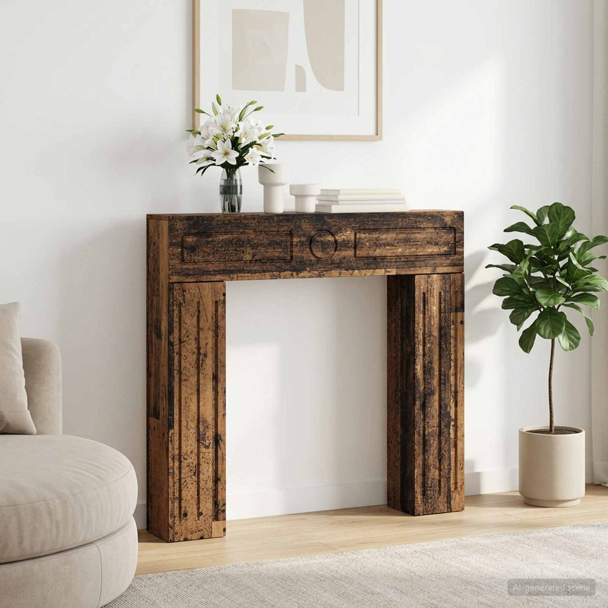 vidaXL Haardombouw Wit 102 x 18 x 100,5 cm Bewerkt hout