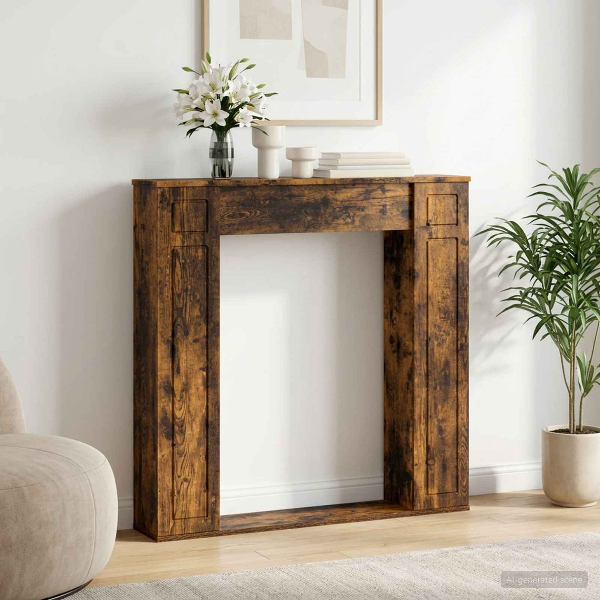 vidaXL Haardombouw Wit 100 x 20 x 100 cm Bewerkt hout