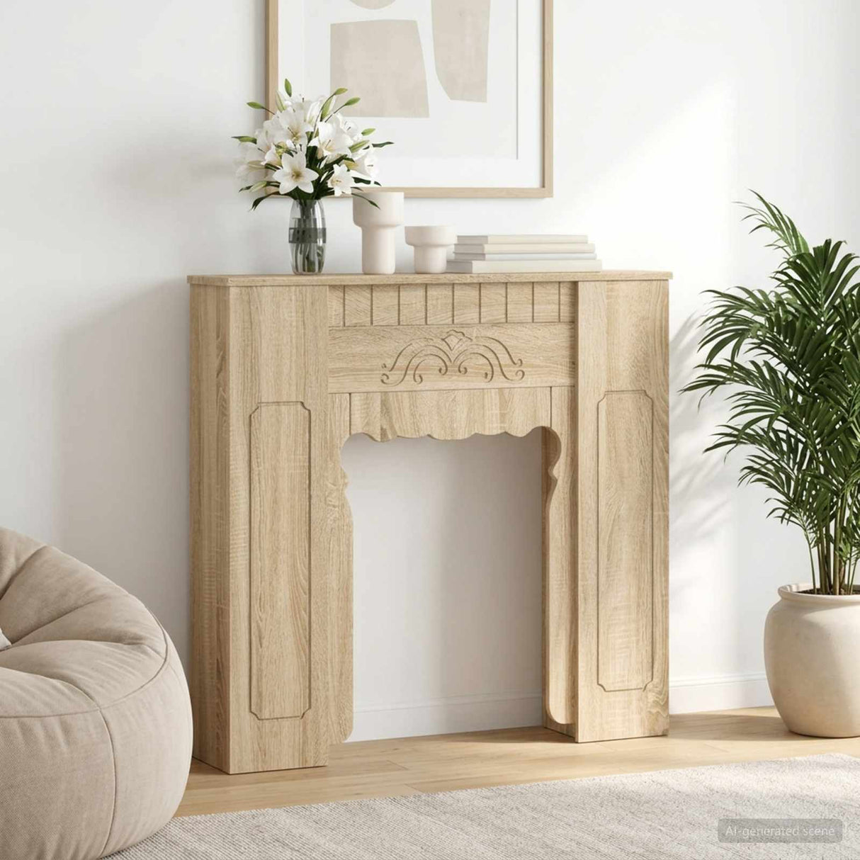 vidaXL Haardombouw Wit 93 x 20 x 89 cm Bewerkt hout