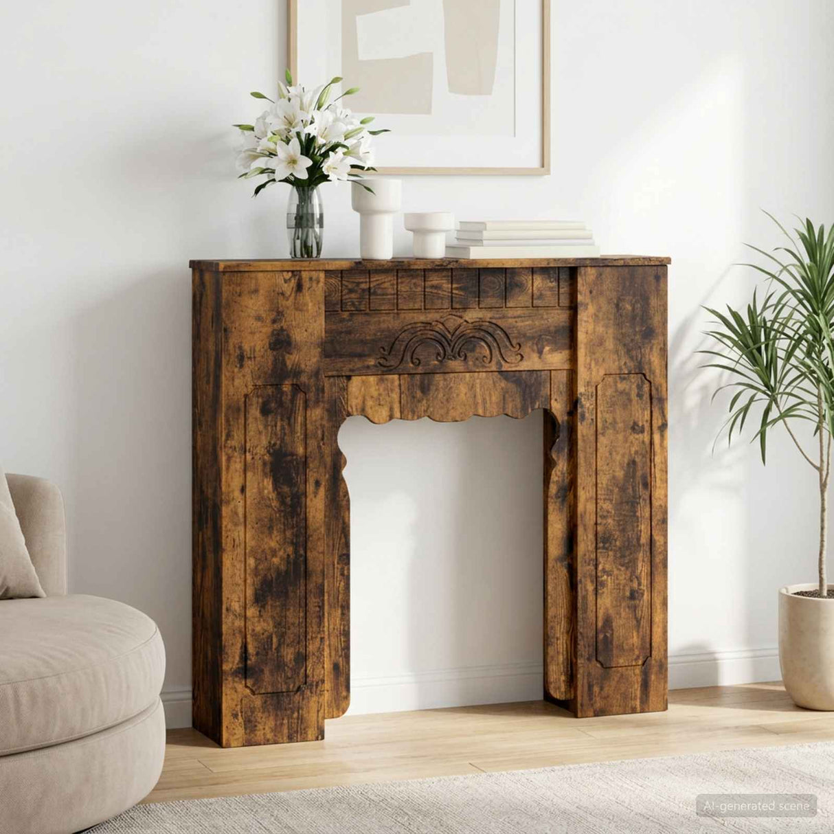 vidaXL Haardombouw Wit 93 x 20 x 89 cm Bewerkt hout