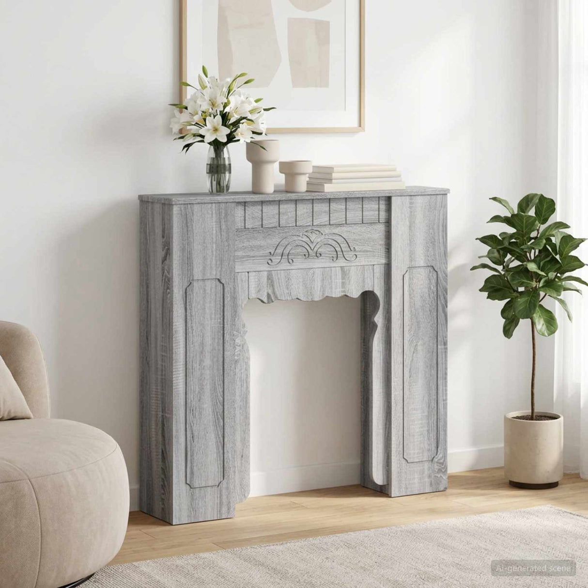 vidaXL Haardombouw Wit 93 x 20 x 89 cm Bewerkt hout
