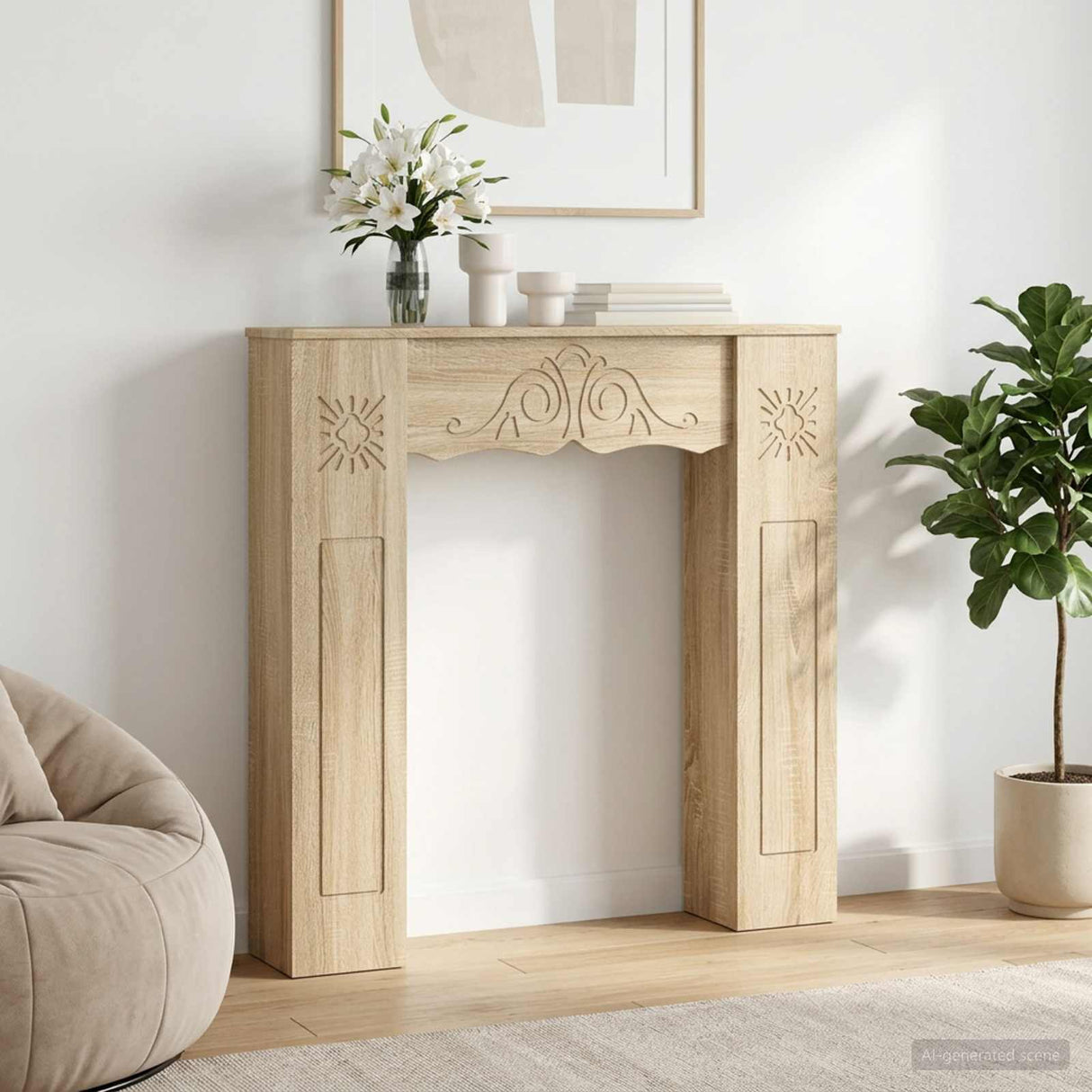 vidaXL Haardombouw Wit 102 x 20 x 102 cm Bewerkt hout