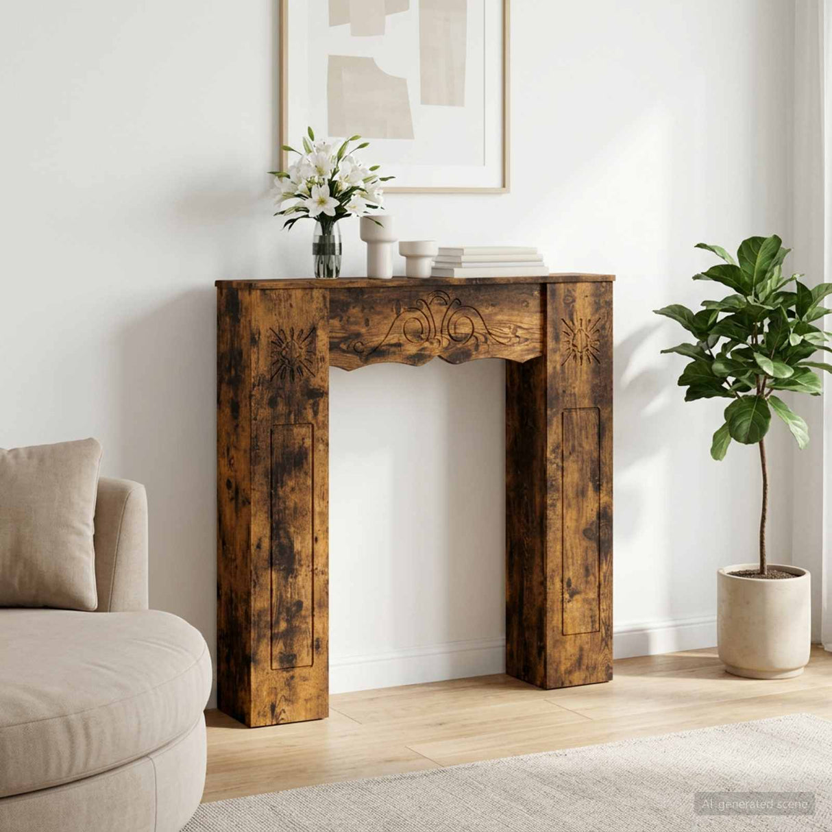 vidaXL Haardombouw Wit 102 x 20 x 102 cm Bewerkt hout