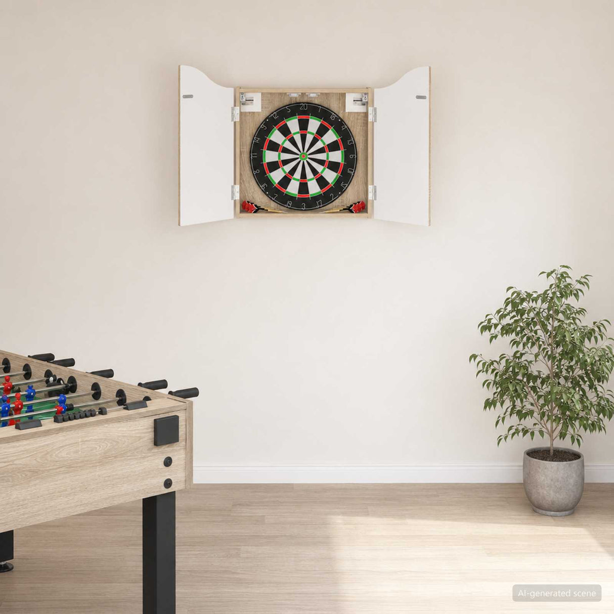 vidaXL Dartbord Kabinet Wit 56 x 12 x 63 cm Bewerkt hout