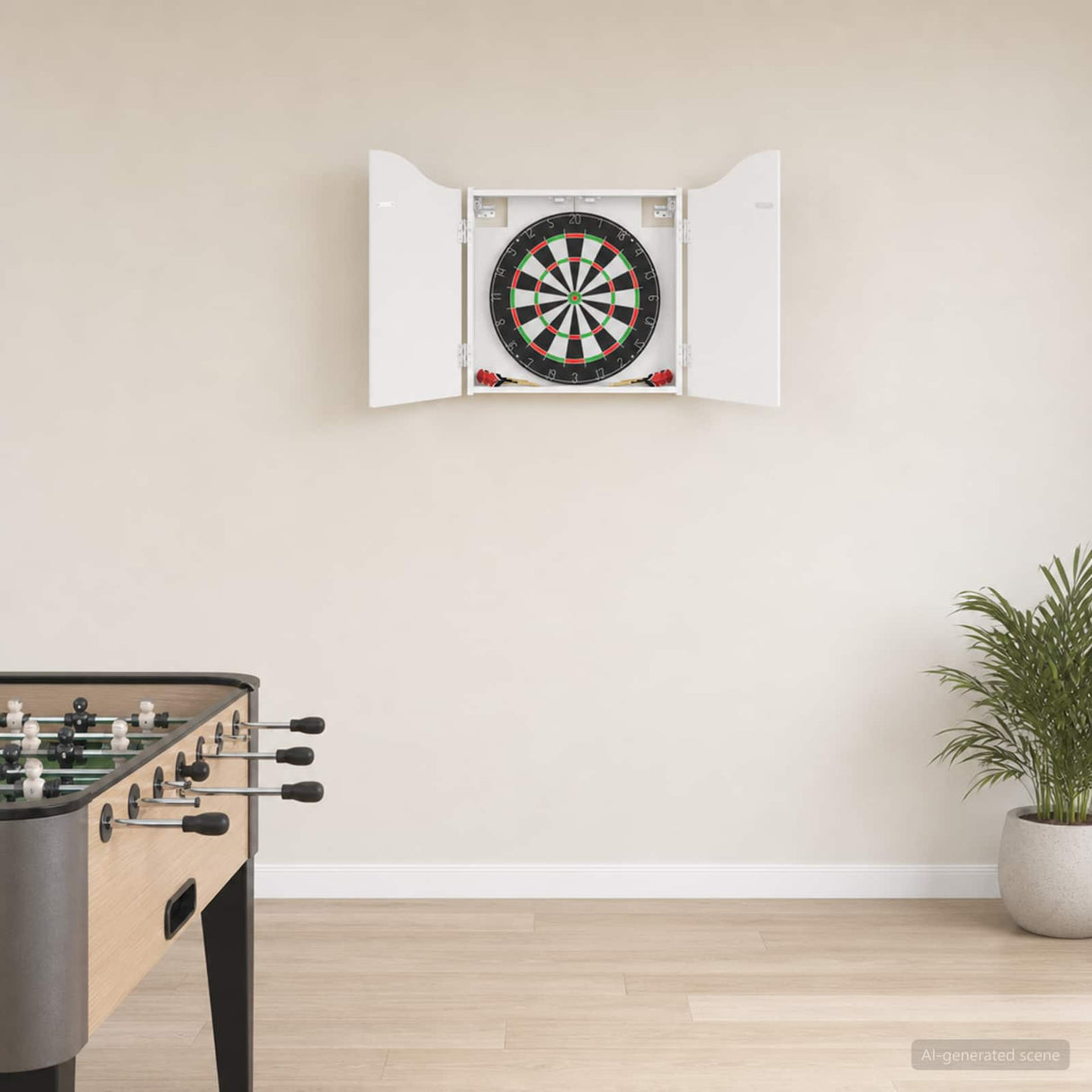 vidaXL Dartbord Kabinet Wit 56 x 12 x 63 cm Bewerkt hout