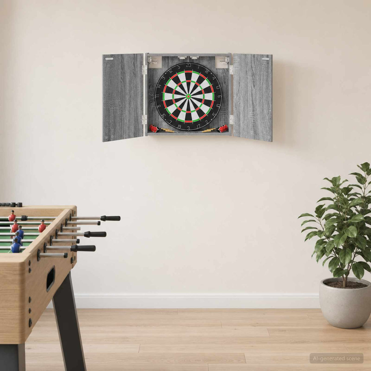 vidaXL Dartbord Kabinet Wit 56 x 12 x 53,5 cm Bewerkt hout
