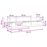 vidaXL studiobureau Wit 152 x 40 x 19,5 cm Bewerkt hout