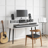 vidaXL Studio bureau Wit 152 x 42,5 x 36 cm Bewerkt hout