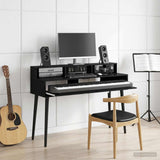 vidaXL Studio bureau Wit 152 x 42,5 x 36 cm Bewerkt hout