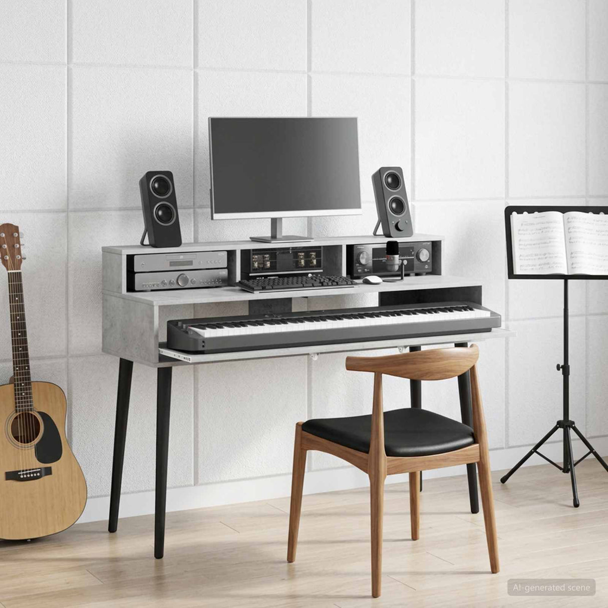 vidaXL Studio bureau Wit 152 x 42,5 x 36 cm Bewerkt hout