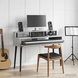 vidaXL Studio bureau Wit 152 x 42,5 x 36 cm Bewerkt hout