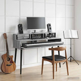vidaXL Studio bureau Wit 152 x 42,5 x 36 cm Bewerkt hout