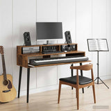vidaXL Studio bureau Wit 152 x 42,5 x 36 cm Bewerkt hout