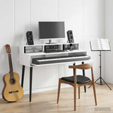 vidaXL Studio bureau Wit 152 x 42,5 x 36 cm Bewerkt hout