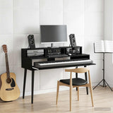 vidaXL Studio bureau Wit 152 x 42,5 x 36 cm Bewerkt hout