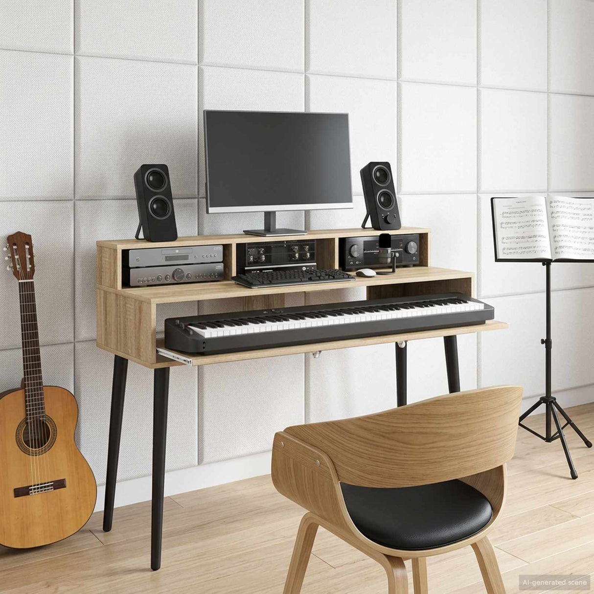 vidaXL Studio bureau Wit 152 x 42,5 x 36 cm Bewerkt hout