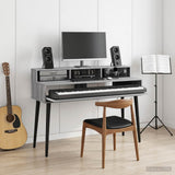 vidaXL Studio bureau Wit 152 x 42,5 x 36 cm Bewerkt hout