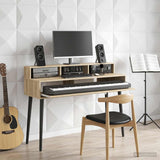 vidaXL Studio bureau Wit 152 x 42,5 x 36 cm Bewerkt hout
