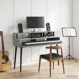 vidaXL Studio bureau Wit 152 x 42,5 x 36 cm Bewerkt hout