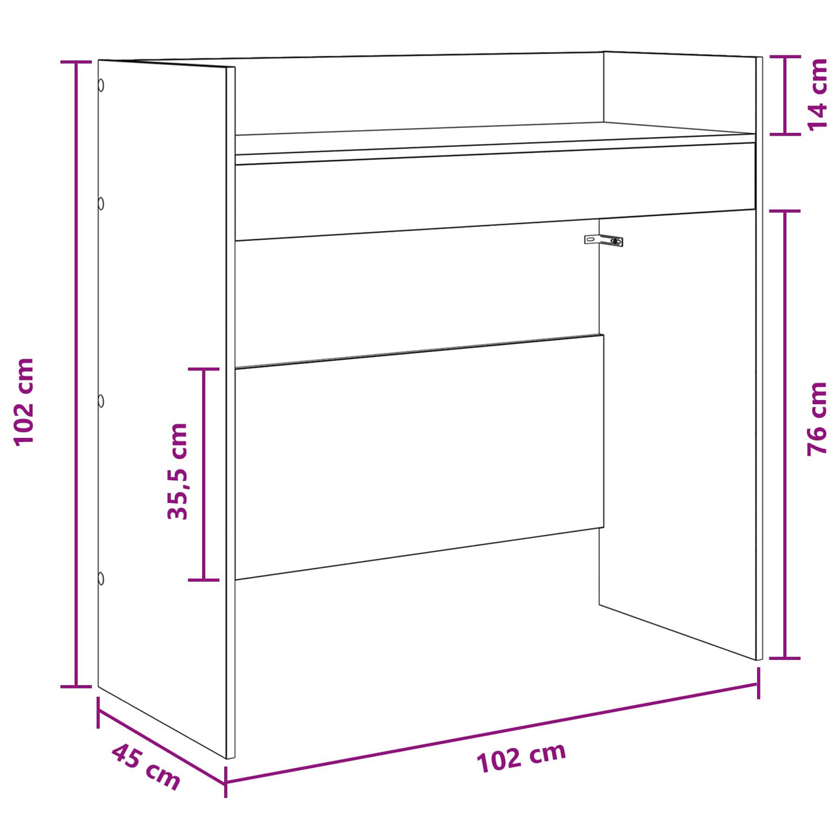 vidaXL DJ Tafel Wit 102 x 45 x 102 cm Bewerkt hout