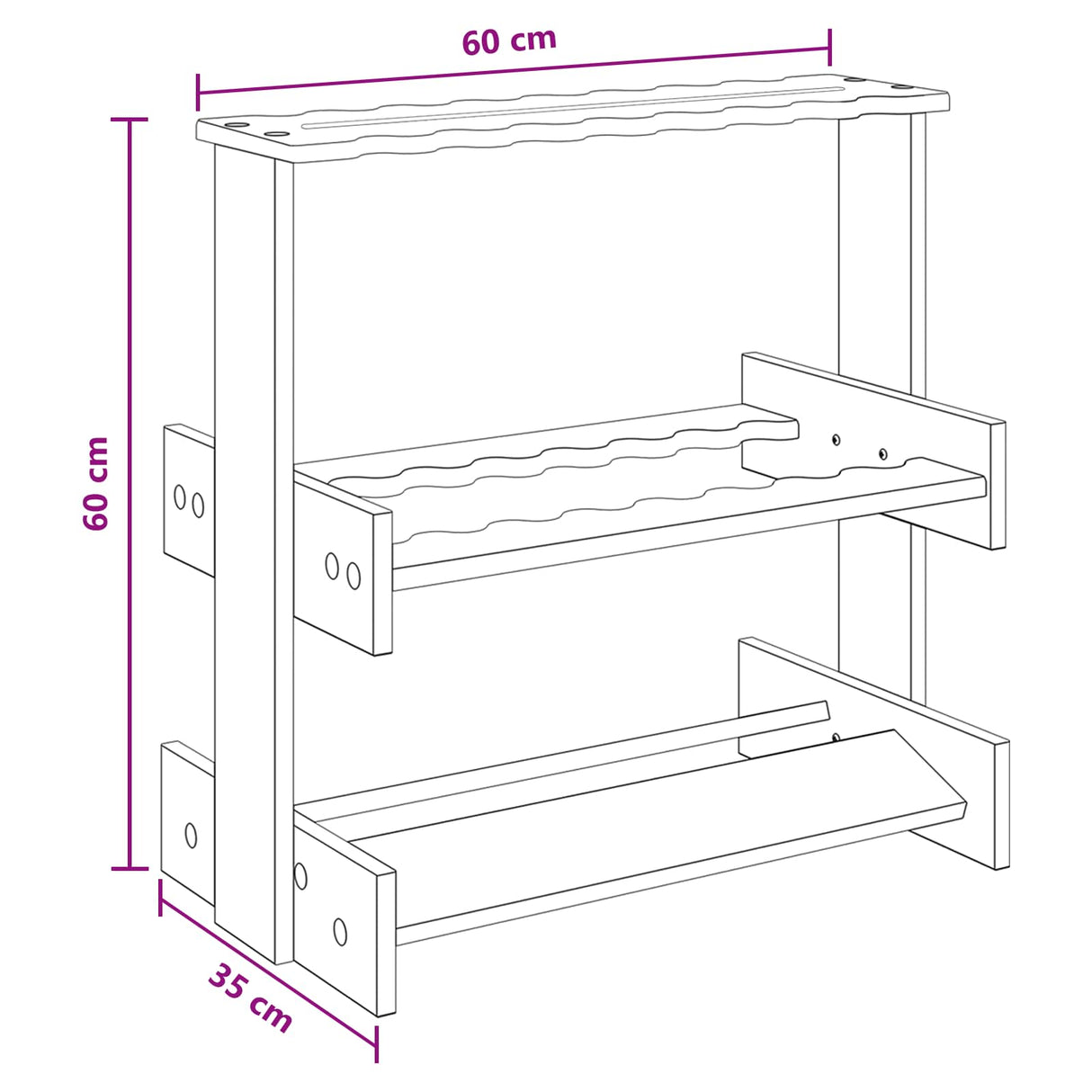 vidaXL Biljartkeu-stand Bewerkt hout 60 x 35 x 60 cm Wit