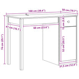 vidaXL Bureau 100x50x75 cm massief grenenhout