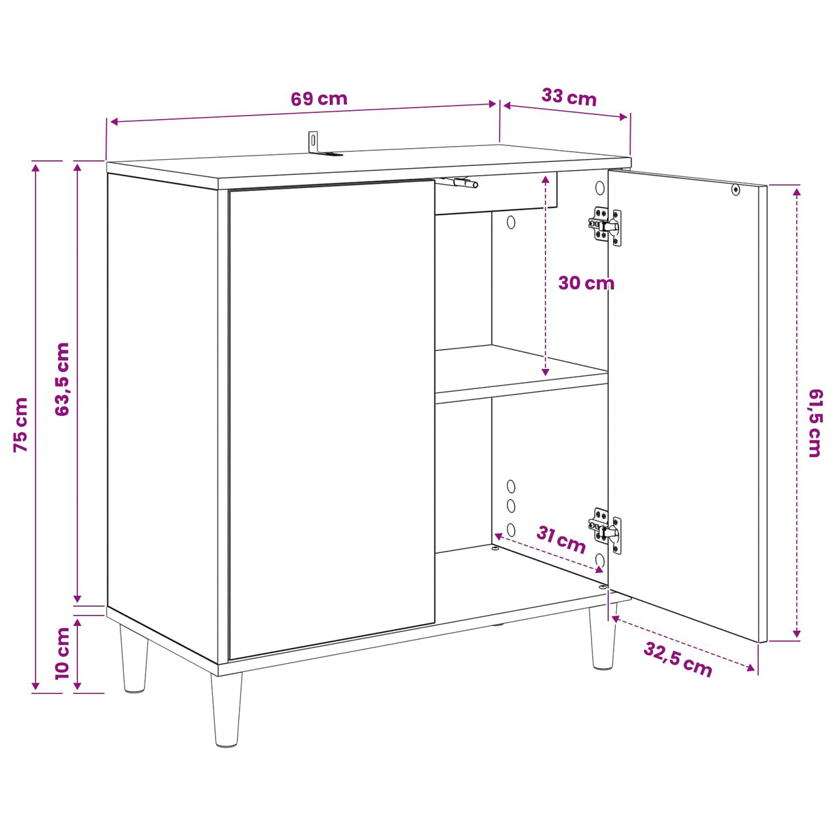 vidaXL Sideboard RHENEN Sonoma 69 x 33 x 75 cm Engineered Wood