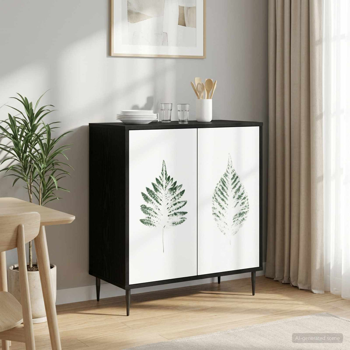 vidaXL Dressoir RHENEN Zwart eiken 69 x 33 x 76 cm Bewerkt hout