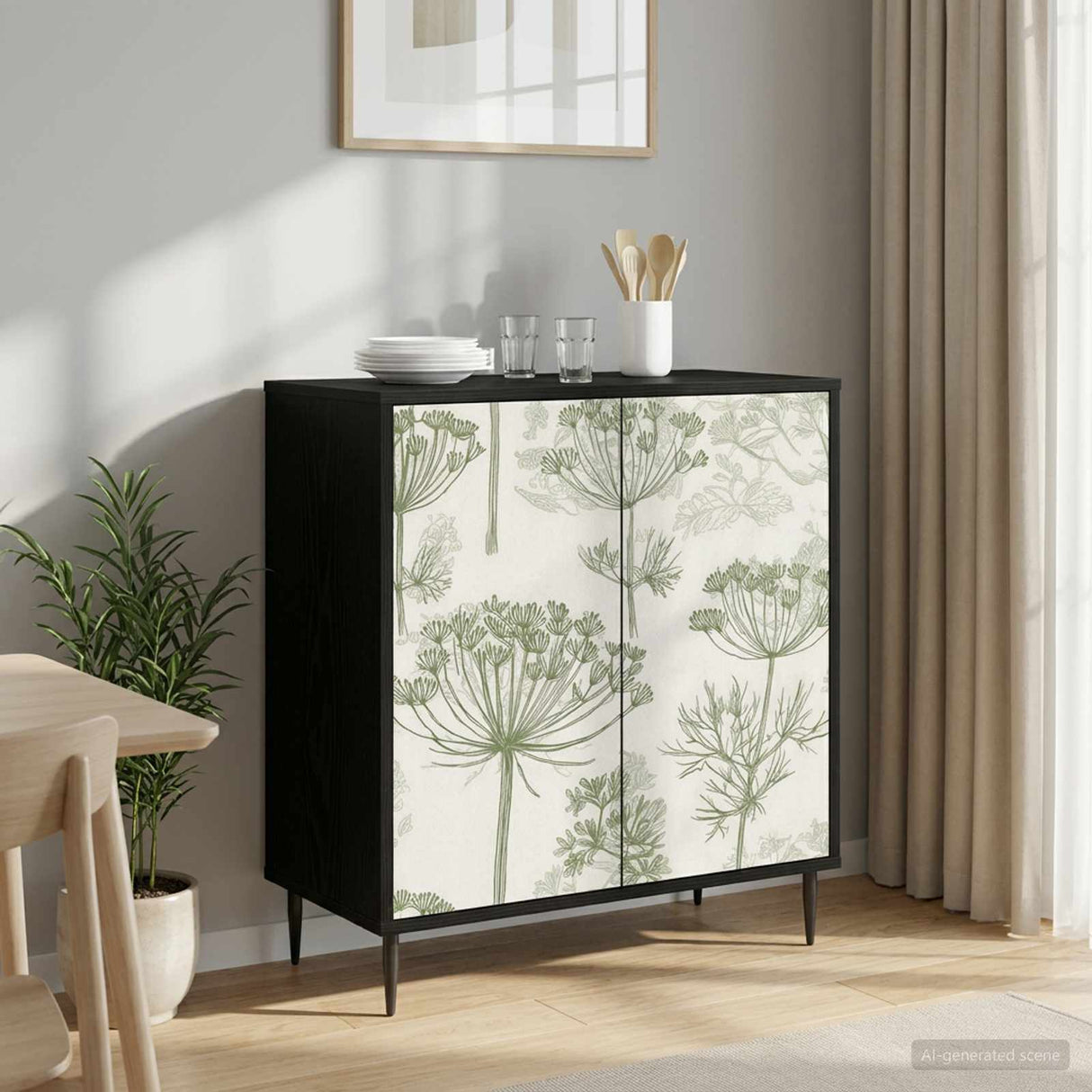 vidaXL Dressoir RHENEN Zwart eiken 69 x 33 x 76 cm Bewerkt hout
