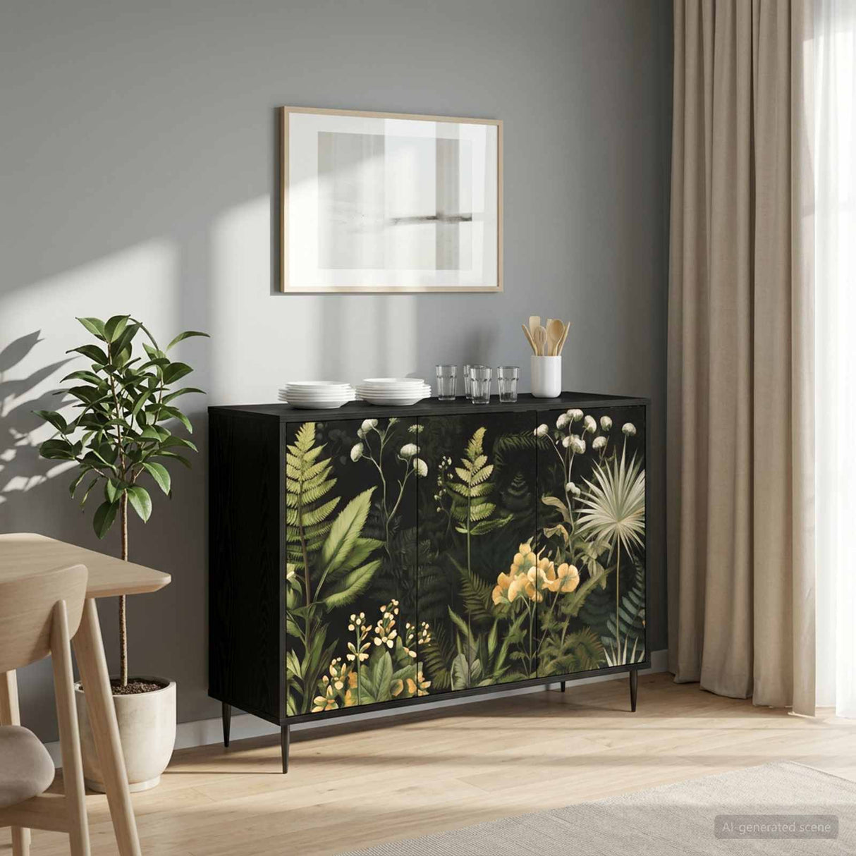 vidaXL Dressoir RHENEN Zwart eiken 102 x 33 x 76 cm Bewerkt hout