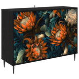 vidaXL Dressoir RHENEN Zwart eiken 102 x 33 x 76 cm Bewerkt hout
