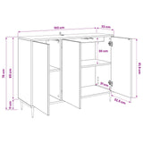 vidaXL Dressoir RHENEN Zwart eiken 102 x 33 x 76 cm Bewerkt hout
