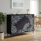 vidaXL Dressoir RHENEN Zwart eiken 102 x 33 x 76 cm Bewerkt hout