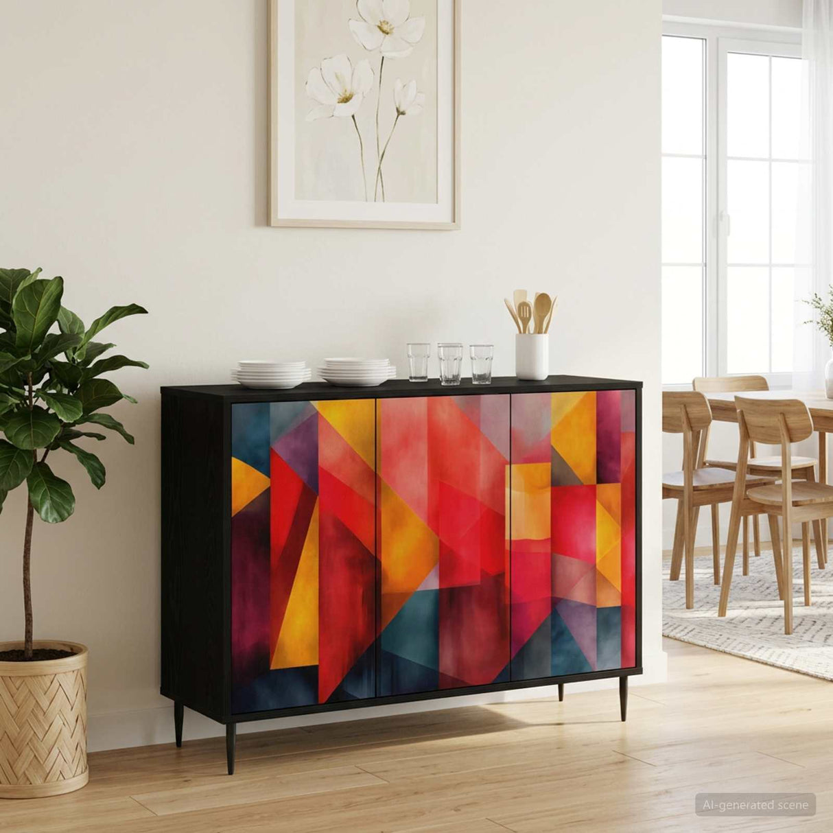 vidaXL Dressoir RHENEN Zwart eiken 102 x 33 x 76 cm Bewerkt hout