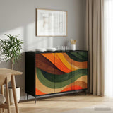 vidaXL Dressoir RHENEN Zwart eiken 102 x 33 x 76 cm Bewerkt hout