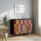 vidaXL Dressoir RHENEN Zwart eiken 102 x 33 x 76 cm Bewerkt hout
