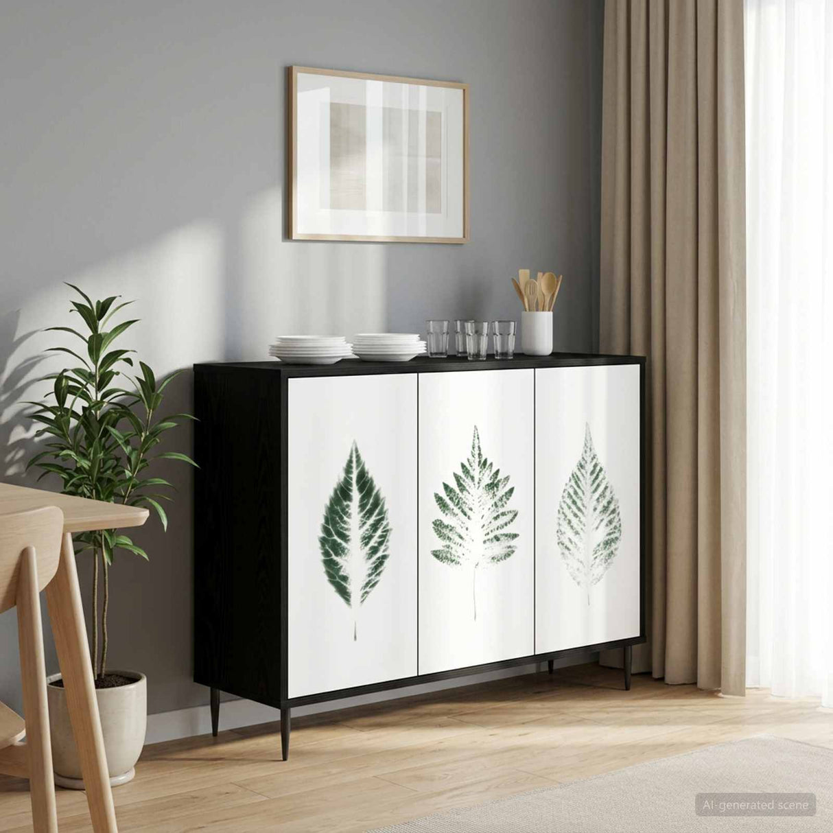 vidaXL Dressoir RHENEN Zwart eiken 102 x 33 x 76 cm Bewerkt hout
