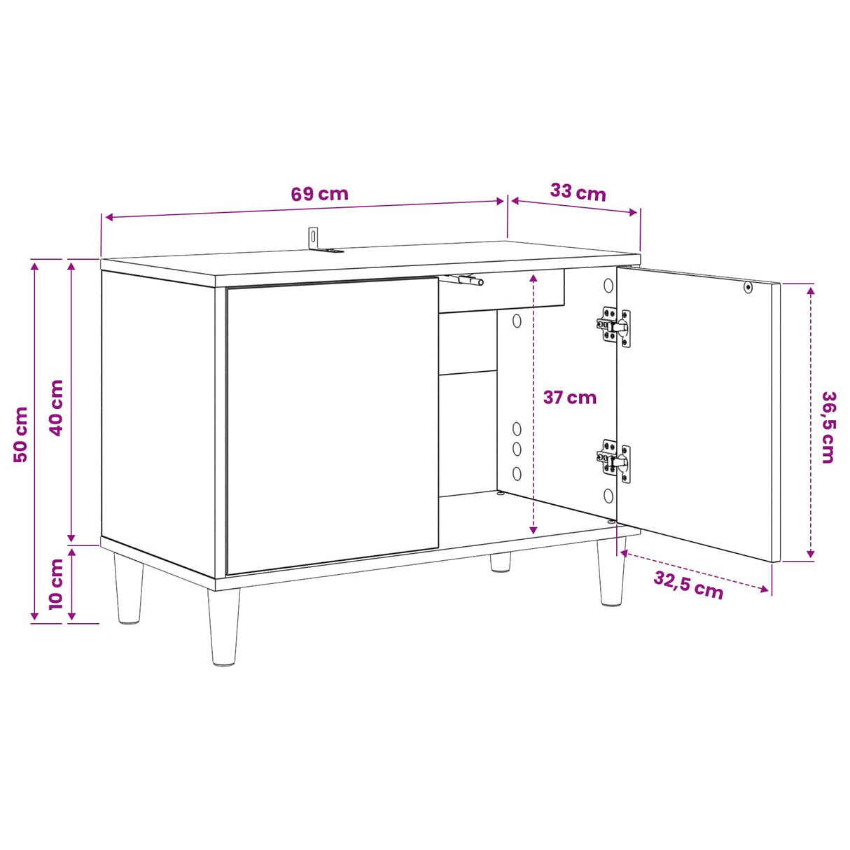 vidaXL Tv-meubel RHENEN 69 x 33 x 50 cm Sonoma Bewerkt hout