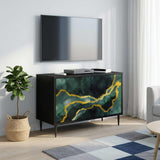 vidaXL Tv-meubel RHENEN 69 x 33 x 50,5 cm Zwart eiken Bewerkt hout