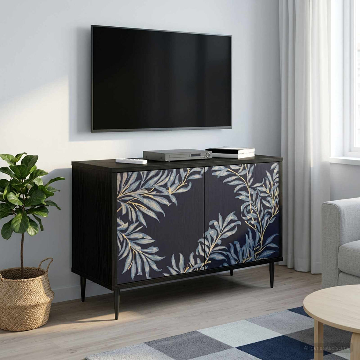 vidaXL Tv-meubel RHENEN 69 x 33 x 50,5 cm Zwart eiken Bewerkt hout