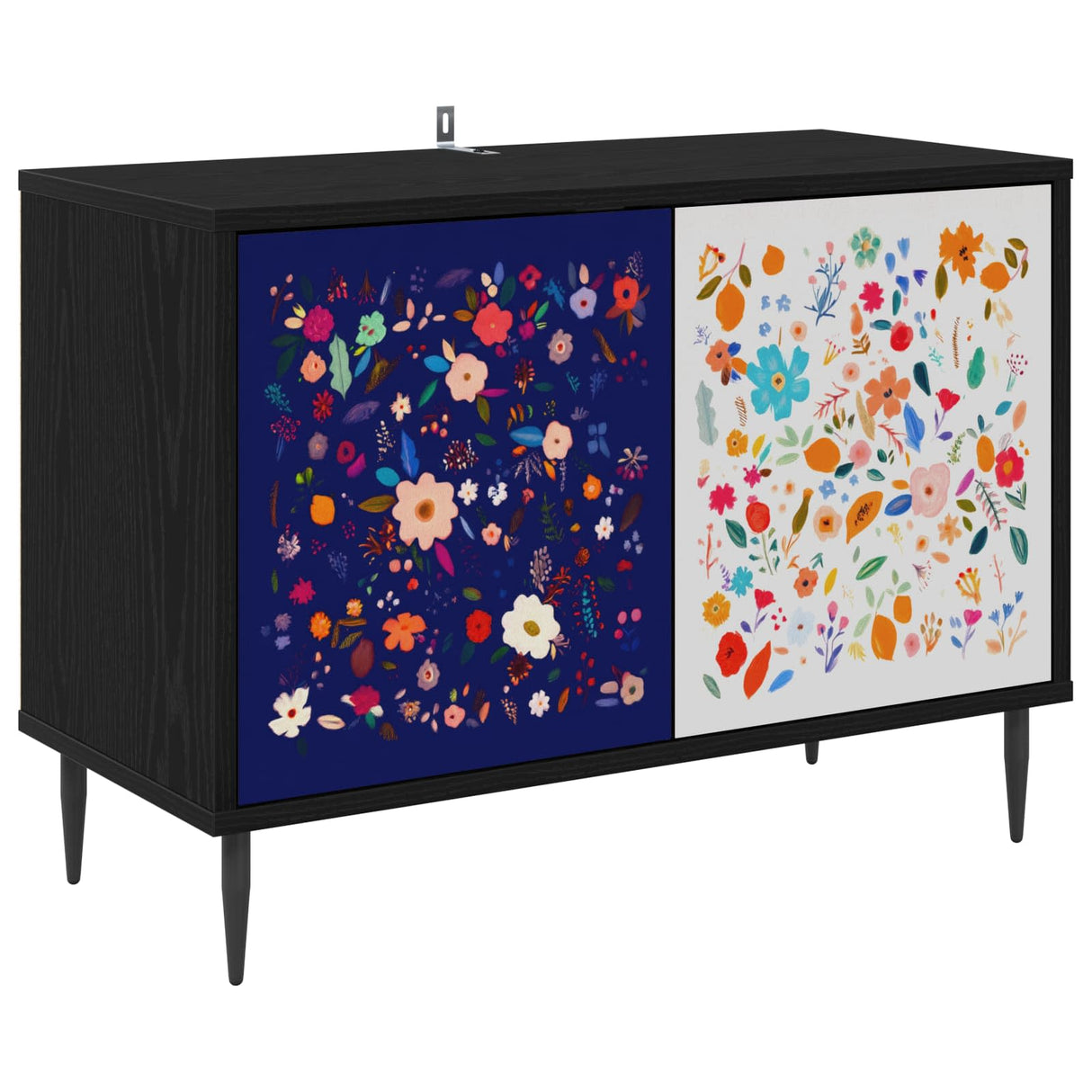 vidaXL Tv-meubel RHENEN 69 x 33 x 50,5 cm Zwart eiken Bewerkt hout