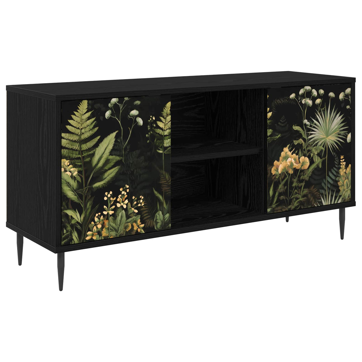 vidaXL Tv-meubel RHENEN 102 x 33 x 51 cm Zwart eiken Bewerkt hout
