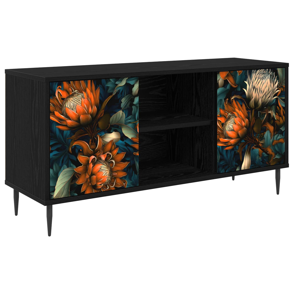 vidaXL Tv-meubel RHENEN 102 x 33 x 51 cm Zwart eiken Bewerkt hout