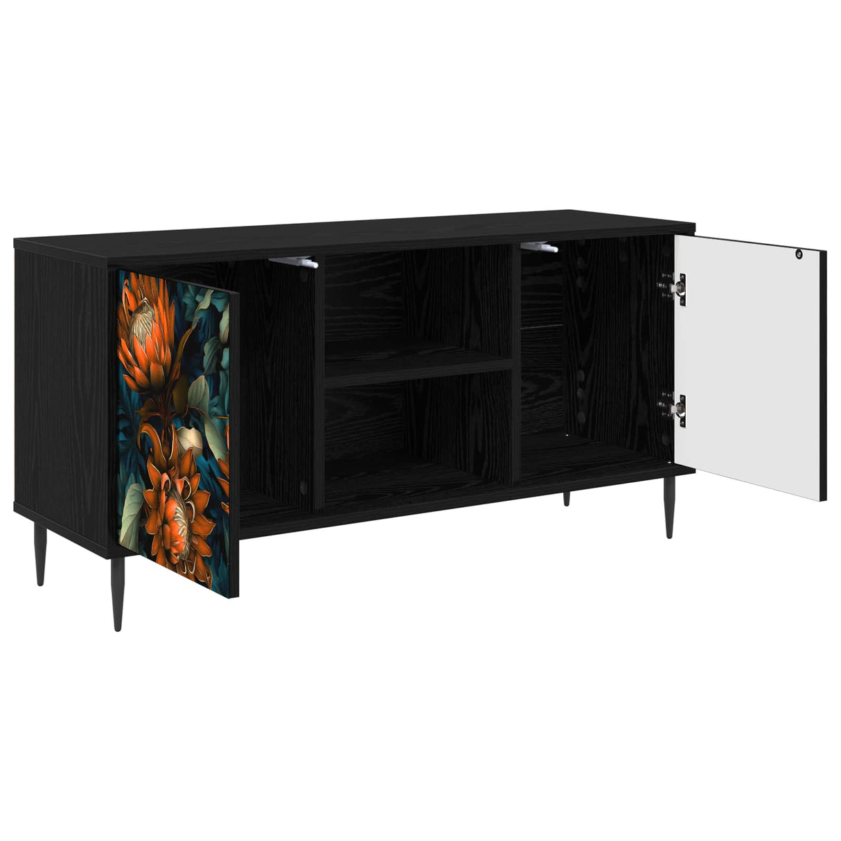 vidaXL Tv-meubel RHENEN 102 x 33 x 51 cm Zwart eiken Bewerkt hout