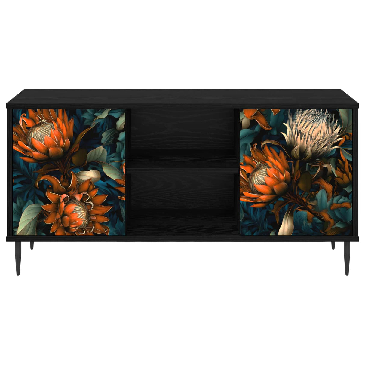 vidaXL Tv-meubel RHENEN 102 x 33 x 51 cm Zwart eiken Bewerkt hout
