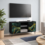 vidaXL Tv-meubel RHENEN 102 x 33 x 51 cm Zwart eiken Bewerkt hout