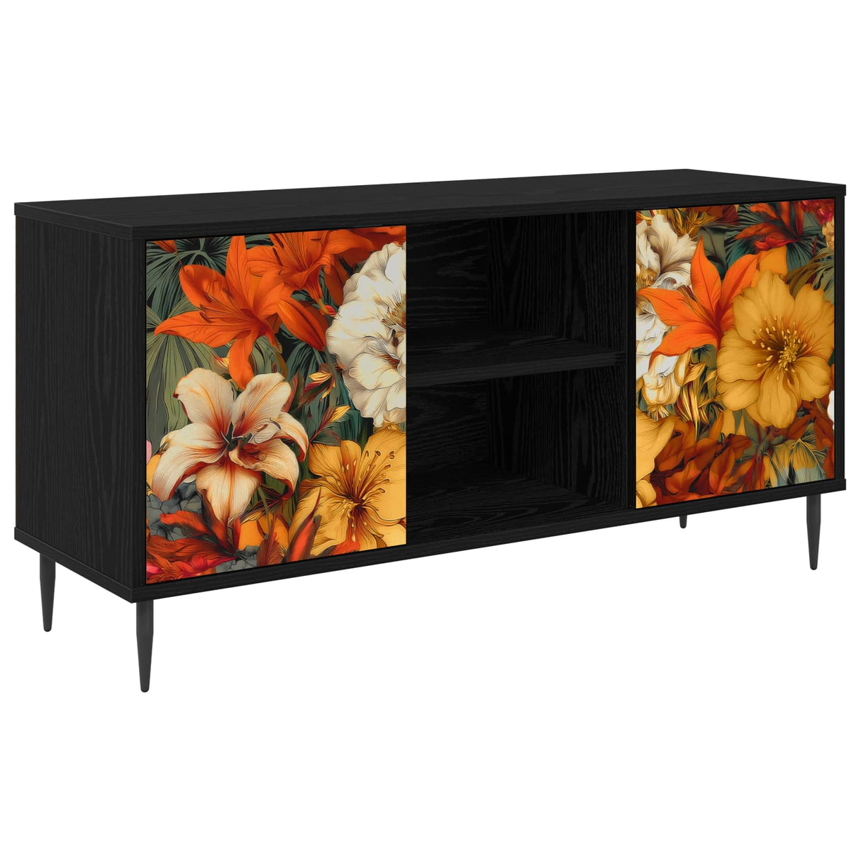 vidaXL Tv-meubel RHENEN 102 x 33 x 51 cm Zwart eiken Bewerkt hout
