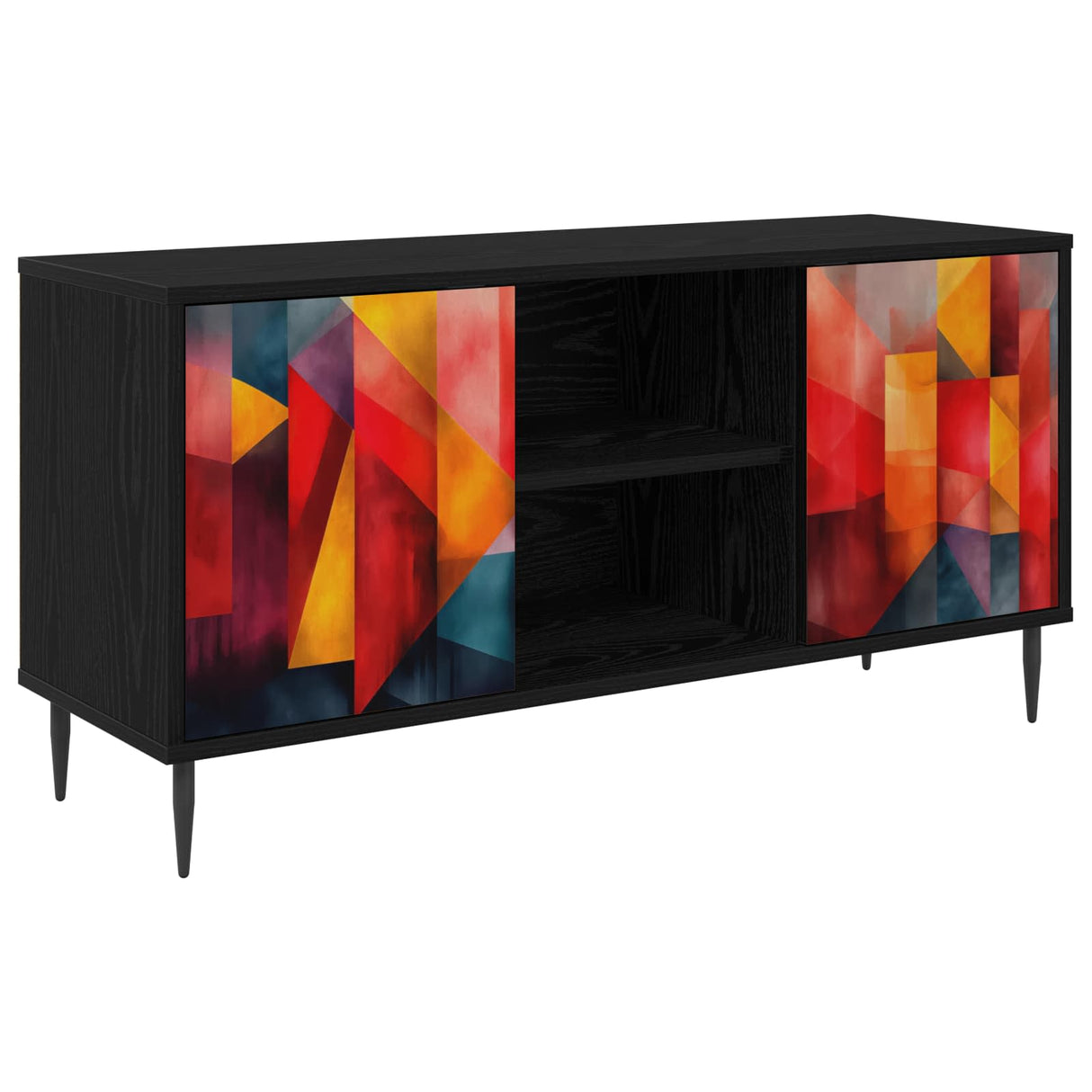 vidaXL Tv-meubel RHENEN 102 x 33 x 51 cm Zwart eiken Bewerkt hout